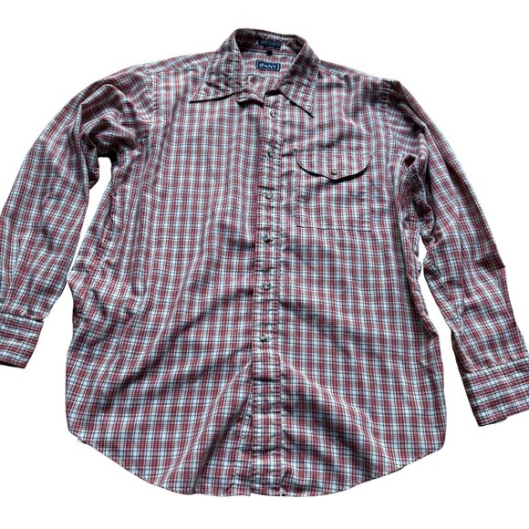 Vintage GANT Size L Red Plaid Tailored Roll Tab Long Sleeve Button Down Shirt - Picture 1 of 15